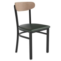 Flash Furniture XU-DG6V5GNV-NAT-GG Commercial Dining Chair with Natural Wood Boomerang Back - Green Vinyl Seat, Black Steel Frame