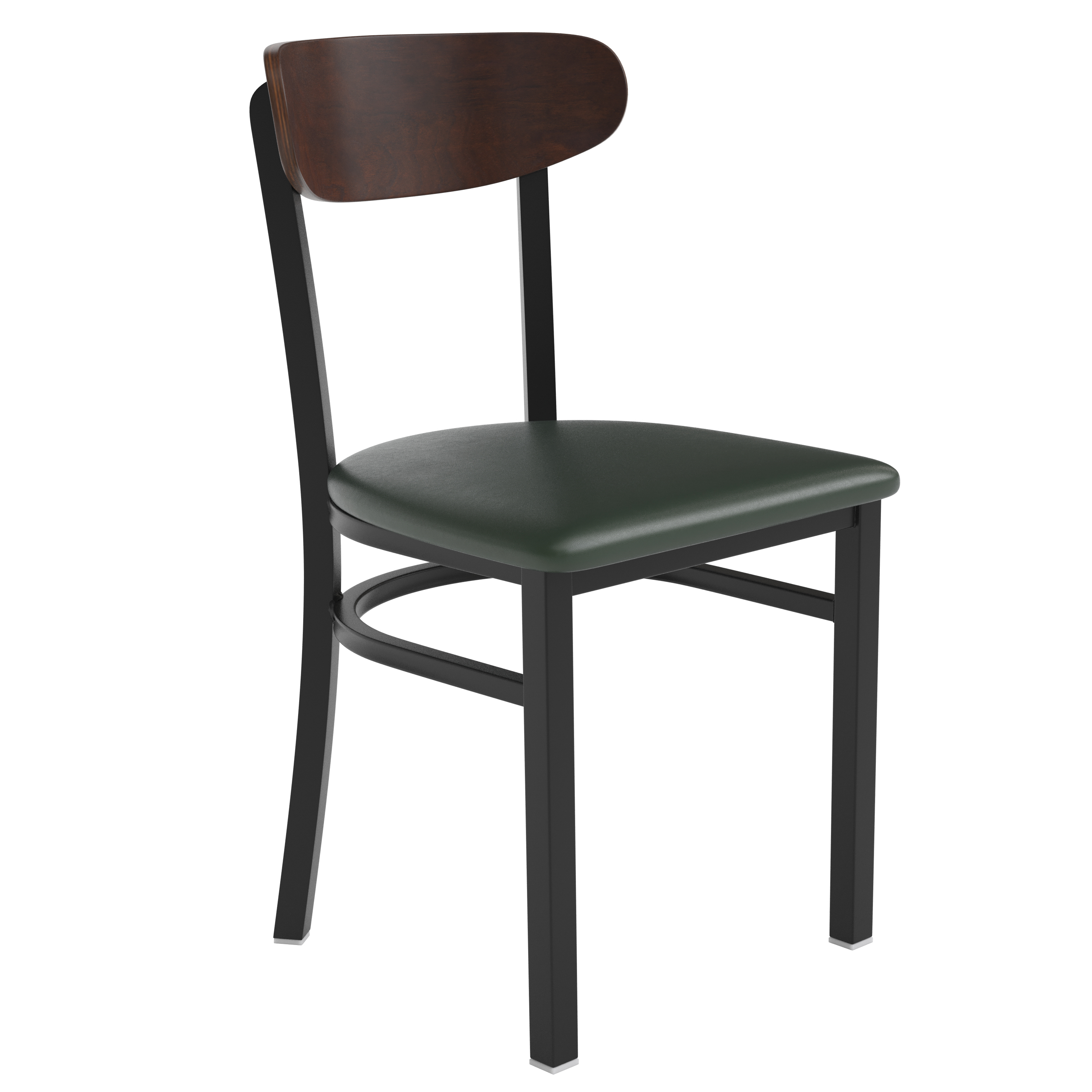 Flash Furniture XU-DG6V5GNV-WAL-GG Commercial Dining Chair with Walnut Wood Boomerang Back - Green Vinyl Seat, Black Steel Frame