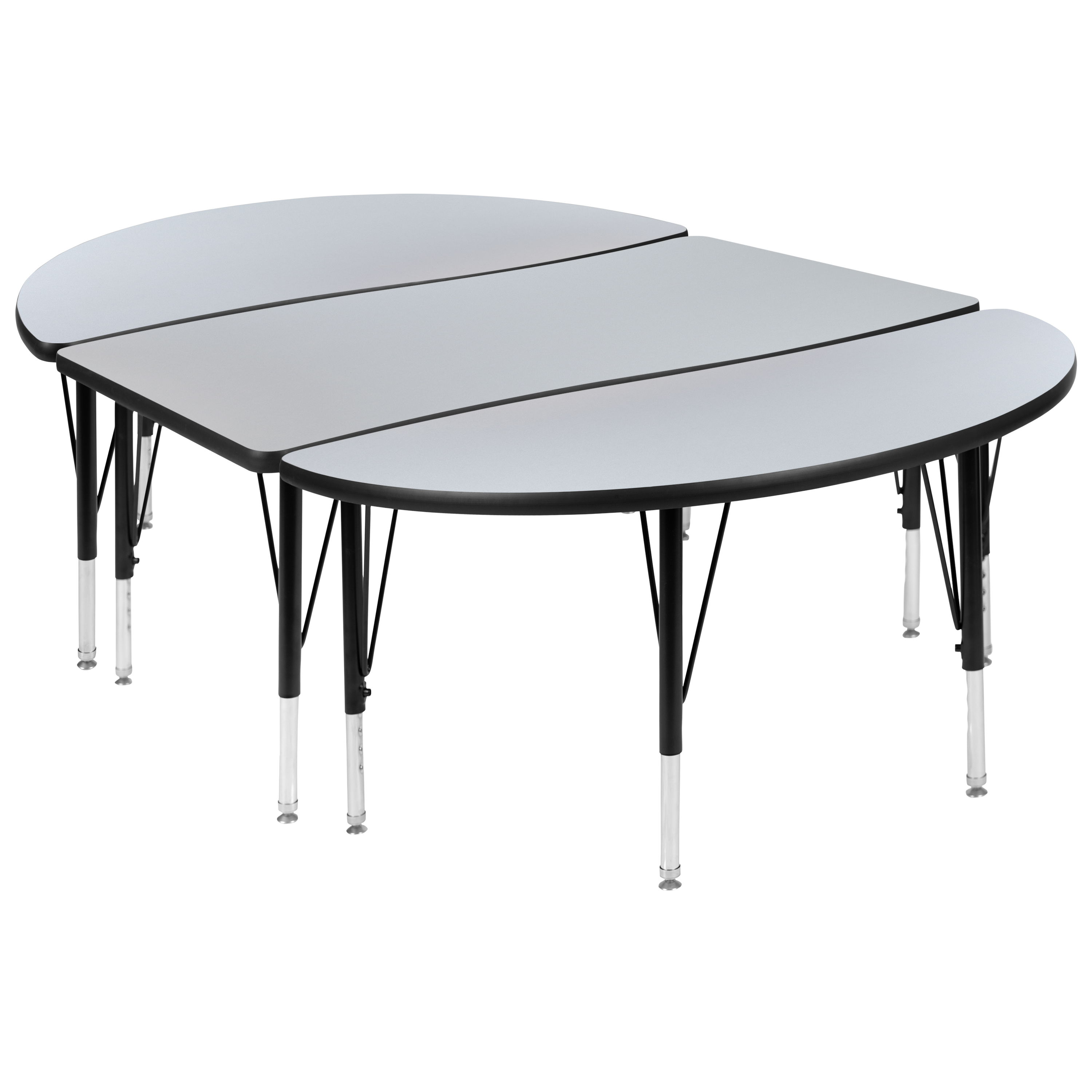 Flash Furniture XU-GRP-A3048CON-48-GY-T-P-GG 76" Oval Wave Flexible Grey Thermal Laminate Activity Table , Short Legs