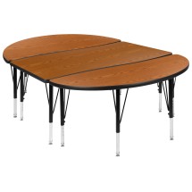 Flash Furniture XU-GRP-A3048CON-48-OAK-T-P-GG 76&quot; Oval Wave Flexible Oak Thermal Laminate Activity Table , Short Legs