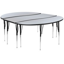 Flash Furniture XU-GRP-A3060CON-60-GY-T-A-GG 86" Oval Wave Flexible Grey Thermal Laminate Activity Table