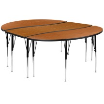 Flash Furniture XU-GRP-A3060CON-60-OAK-T-A-GG 86" Oval Wave Flexible Oak Thermal Laminate Activity Table