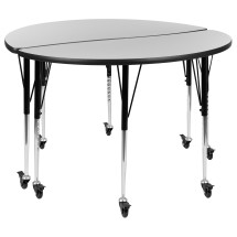 Flash Furniture XU-GRP-A48-HCIRC-GY-T-A-CAS-GG Mobile 47.5" Circle Wave Flexible Grey Thermal Laminate Adjustable Activity Table