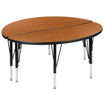 Flash Furniture XU-GRP-A48-HCIRC-OAK-T-P-GG 47.5" Circle Wave Flexible Oak Thermal Laminate Activity Table , Short Legs