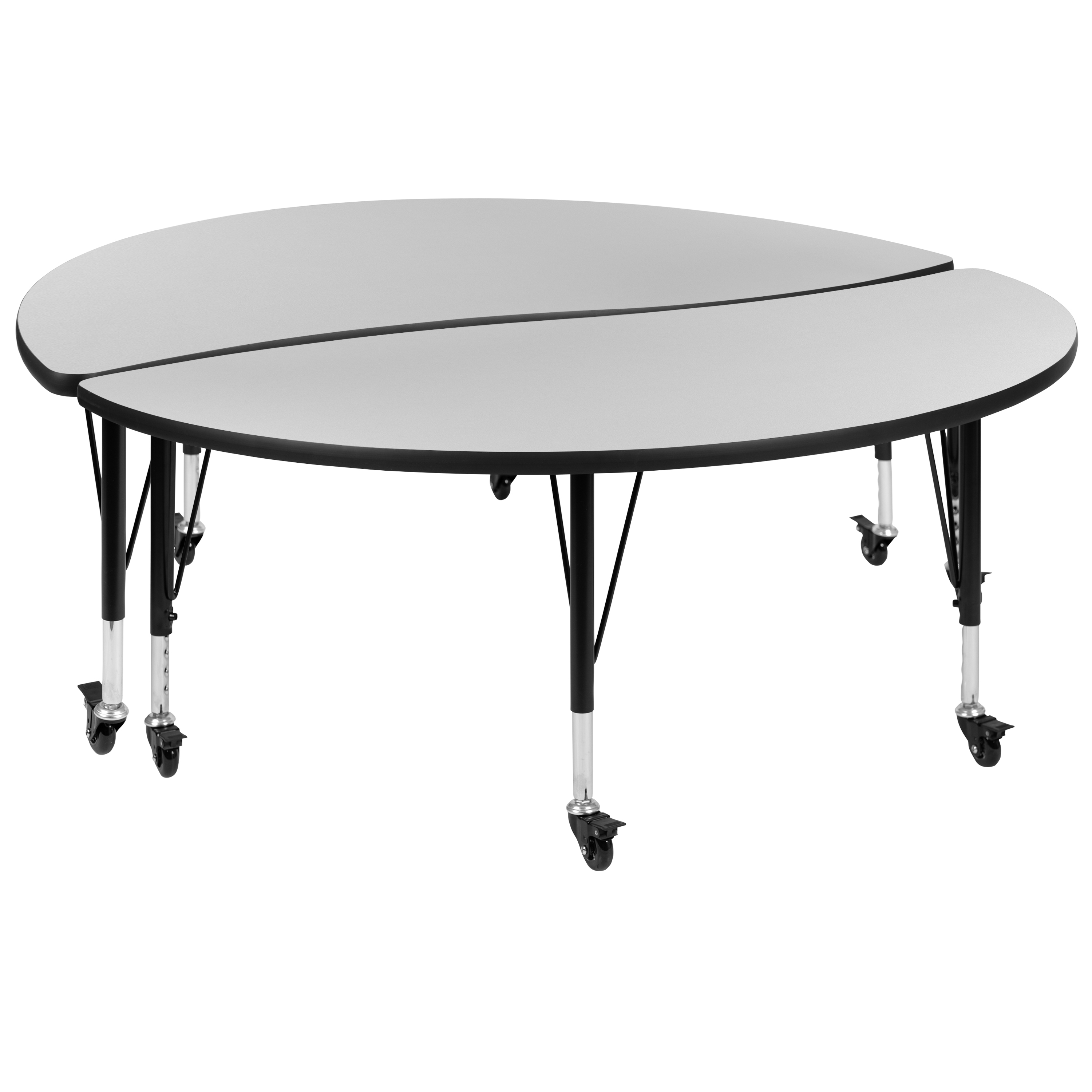 Flash Furniture XU-GRP-A60-HCIRC-GY-T-P-CAS-GG Mobile 60" Circle Wave Flexible Grey Thermal Laminate Kids Adjustable Activity Table