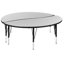 Flash Furniture XU-GRP-A60-HCIRC-GY-T-P-GG 60&quot; Circle Wave Flexible Grey Thermal Laminate Activity Table , Short Legs