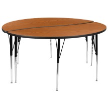 Flash Furniture XU-GRP-A60-HCIRC-OAK-T-A-GG 60" Circle Wave Flexible Oak Thermal Laminate Activity Table