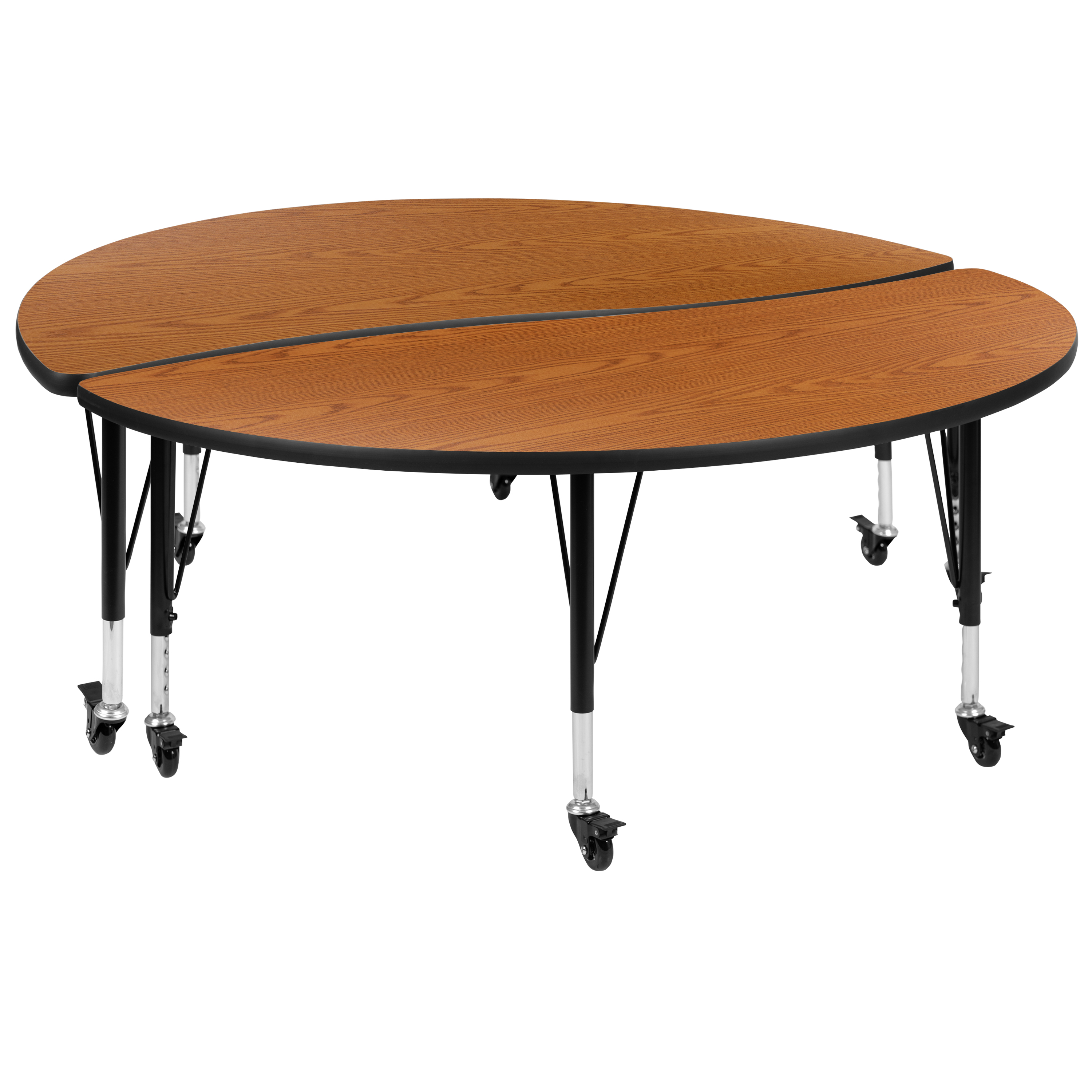 Flash Furniture XU-GRP-A60-HCIRC-OAK-T-P-CAS-GG Mobile 60" Circle Wave Flexible Oak Thermal Laminate Kids Activity Table
