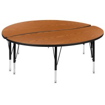 Flash Furniture XU-GRP-A60-HCIRC-OAK-T-P-GG 60" Circle Wave Flexible Oak Thermal Laminate Activity Table , Short Legs