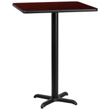 Flash Furniture XU-MAHTB-2424-T2222B-GG 24'' Square Mahogany Laminate Table Top with 22'' x 22'' Bar Height Table Base