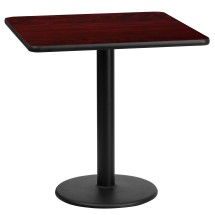 Flash Furniture XU-MAHTB-2424-TR18-GG 24'' Square Mahogany Laminate Table Top with 18'' Round Table Height Base