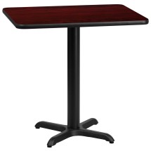 Flash Furniture XU-MAHTB-2430-T2222-GG 24'' x 30'' Rectangular Mahogany Laminate Table Top with 22'' x 22'' Table Height Base