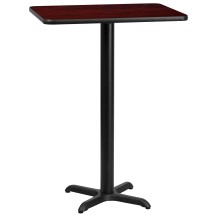 Flash Furniture XU-MAHTB-2430-T2222B-GG 24'' x 30'' Rectangular Mahogany Laminate Table Top with 22'' x 22'' Bar Height Table Base