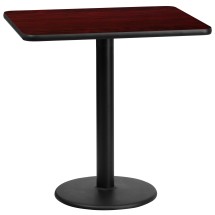 Flash Furniture XU-MAHTB-2430-TR18-GG 24'' x 30'' Rectangular Mahogany Laminate Table Top with 18'' Round Table Height Base