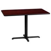 Flash Furniture XU-MAHTB-2442-T2230-GG 24'' x 42'' Rectangular Mahogany Laminate Table Top with 23.5'' x 29.5'' Table Height Base
