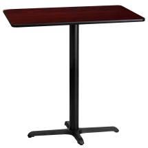 Flash Furniture XU-MAHTB-2442-T2230B-GG 24'' x 42'' Rectangular Mahogany Laminate Table Top with 23.5'' x 29.5'' Bar Height Table Base