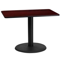 Flash Furniture XU-MAHTB-2442-TR24-GG 24'' x 42'' Rectangular Mahogany Laminate Table Top with 24'' Round Table Height Base