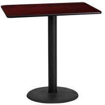 Flash Furniture XU-MAHTB-2442-TR24B-GG 24'' x 42'' Rectangular Mahogany Laminate Table Top with 24'' Round Bar Height Table Base