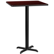 Flash Furniture XU-MAHTB-3030-T2222B-GG 30'' Square Mahogany Laminate Table Top with 22'' x 22'' Bar Height Table Base