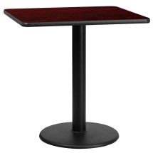 Flash Furniture XU-MAHTB-3030-TR18-GG 30'' Square Mahogany Laminate Table Top with 18'' Round Table Height Base