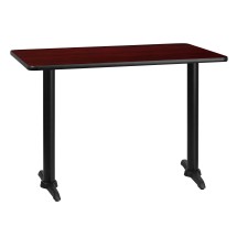 Flash Furniture XU-MAHTB-3042-T0522-GG 30'' x 42'' Rectangular Mahogany Laminate Table Top with 5'' x 22'' Table Height Base