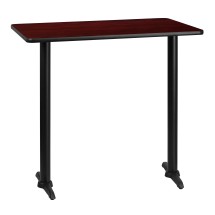 Flash Furniture XU-MAHTB-3042-T0522B-GG 30'' x 42'' Rectangular Mahogany Laminate Table Top with 5'' x 22'' Bar Height Table Base