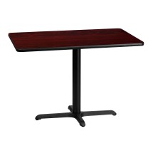 Flash Furniture XU-MAHTB-3042-T2230-GG 30'' x 42'' Rectangular Mahogany Laminate Table Top with 23.5'' x 29.5'' Table Height Base