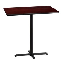 Flash Furniture XU-MAHTB-3042-T2230B-GG 30'' x 42'' Rectangular Mahogany Laminate Table Top with 23.5'' x 29.5'' Bar Height Table Base
