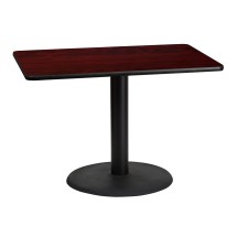 Flash Furniture XU-MAHTB-3042-TR24-GG 30'' x 42'' Rectangular Mahogany Laminate Table Top with 24'' Round Table Height Base
