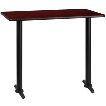 Flash Furniture XU-MAHTB-3048-T0522B-GG 30'' x 48'' Rectangular Mahogany Laminate Table Top with 5'' x 22'' Bar Height Table Base