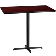 Flash Furniture XU-MAHTB-3048-T2230B-GG 30'' x 48'' Rectangular Mahogany Laminate Table Top with 23.5'' x 29.5'' Bar Height Table Base