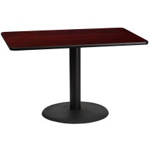 Flash Furniture XU-MAHTB-3048-TR24-GG 30'' x 48'' Rectangular Mahogany Laminate Table Top with 24'' Round Table Height Base