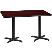 Flash Furniture XU-MAHTB-3060-T2222-GG 30'' x 60'' Rectangular Mahogany Laminate Table Top with 22'' x 22'' Table Height Base