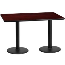 Flash Furniture XU-MAHTB-3060-TR18-GG 30'' x 60'' Rectangular Mahogany Laminate Table Top with 18'' Round Table Height Base
