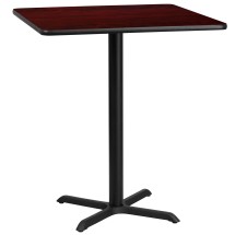 Flash Furniture XU-MAHTB-3636-T3030B-GG 36'' Square Mahogany Laminate Table Top with 30'' x 30'' Bar Height Table Base