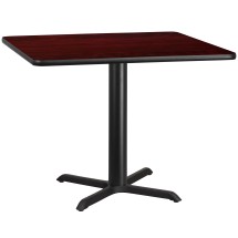 Flash Furniture XU-MAHTB-4242-T3333-GG 42'' Square Mahogany Laminate Table Top with 33'' x 33'' Table Height Base