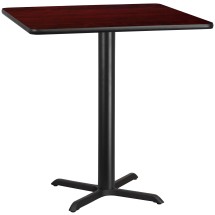 Flash Furniture XU-MAHTB-4242-T3333B-GG 42'' Square Mahogany Laminate Table Top with 33'' x 33'' Bar Height Table Base