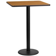 Flash Furniture XU-NATTB-2424-TR18B-GG 24'' Square Natural Laminate Table Top with 18'' Round Bar Height Table Base