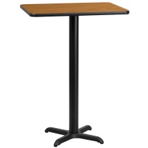 Flash Furniture XU-NATTB-2430-T2222B-GG 24'' x 30'' Rectangular Natural Laminate Table Top with 22'' x 22'' Bar Height Table Base