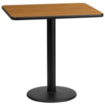 Flash Furniture XU-NATTB-2430-TR18-GG 24'' x 30'' Rectangular Natural Laminate Table Top with 18'' Round Table Height Base