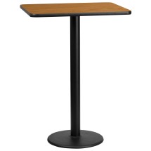 Flash Furniture XU-NATTB-2430-TR18B-GG 24'' x 30'' Rectangular Natural Laminate Table Top with 18'' Round Bar Height Table Base