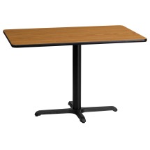 Flash Furniture XU-NATTB-2442-T2230-GG 24'' x 42'' Rectangular Natural Laminate Table Top with 23.5'' x 29.5'' Table Height Base