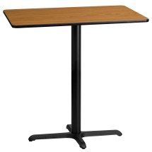 Flash Furniture XU-NATTB-2442-T2230B-GG 24'' x 42'' Rectangular Natural Laminate Table Top with 23.5'' x 29.5'' Bar Height Table Base
