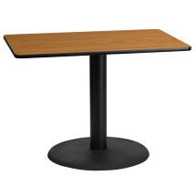 Flash Furniture XU-NATTB-2442-TR24-GG 24'' x 42'' Rectangular Natural Laminate Table Top with 24'' Round Table Height Base