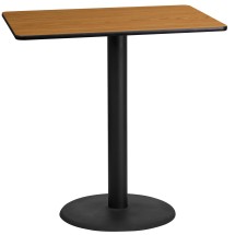 Flash Furniture XU-NATTB-2442-TR24B-GG 24'' x 42'' Rectangular Natural Laminate Table Top with 24'' Round Bar Height Table Base