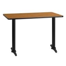 Flash Furniture XU-NATTB-3042-T0522-GG 30'' x 42'' Rectangular Natural Laminate Table Top with 5'' x 22'' Table Height Base