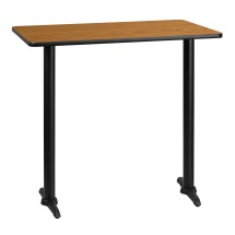 Flash Furniture XU-NATTB-3042-T0522B-GG 30'' x 42'' Rectangular Natural Laminate Table Top with 5'' x 22'' Bar Height Table Base