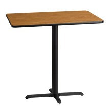 Flash Furniture XU-NATTB-3042-T2230B-GG 30'' x 42'' Rectangular Natural Laminate Table Top with 23.5'' x 29.5'' Bar Height Table Base