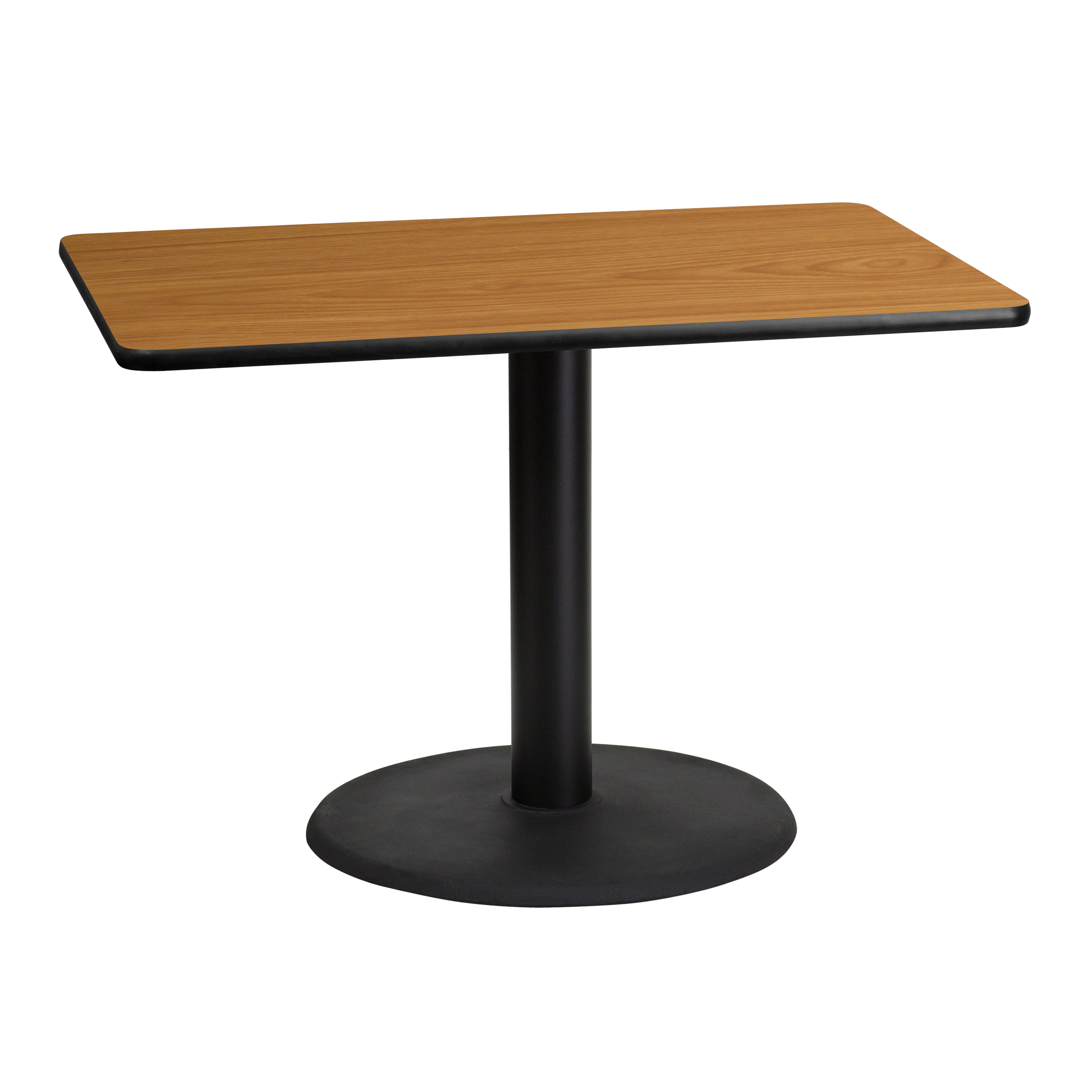 Flash Furniture XU-NATTB-3042-TR24-GG 30'' x 42'' Rectangular Natural Laminate Table Top with 24'' Round Table Height Base