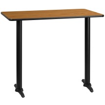 Flash Furniture XU-NATTB-3048-T0522B-GG 30'' x 48'' Rectangular Natural Laminate Table Top with 5'' x 22'' Bar Height Table Base